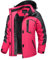 TACVASEN Damen Winter Angeljacke Wasserdicht Softshell Jacket Regen Outdoorjacke Wandern Warme Fleecejacke Funktion Jacke, Rot-grau, L