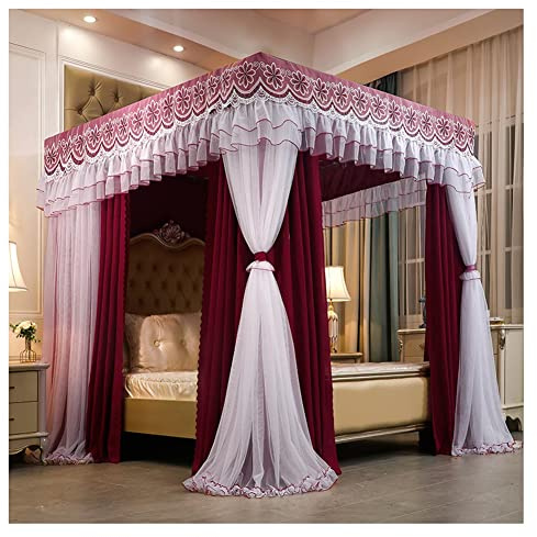 Baldacchini Letto A Castello di Lusso A Baldacchino, Tenda per Letto Matrimoniale 1, 5 M/1, 8 M/ 2 M, Decorazione Camera da Letto Camera Principessa Ragazza, per Quattro Stagioni, Facile da Installar