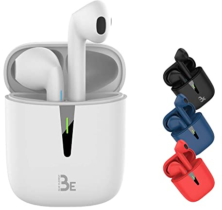 BE Pop Bluetooth 5.1 TWS - trådlöst 3D HD stereoheadset, 12 H batteritid, LED-laddningsfodral, lätt att ansluta, inbyggd mikrofon, lätt och bekväm för iPhone/Android (vit)