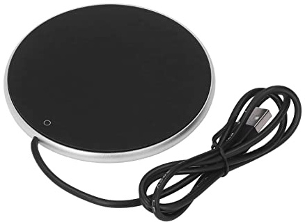 Calentador de Taza de Café 55 ° C Temperatura Constante Ahorro de Espacio Calentador de Vela USB Inteligente Calentador de Café Portátil Pequeño para el Hogar Oficina Escritorio Viajar(Plata)