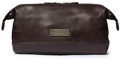 DRAKENSBERG Trousse de Toilette 'Ruby' - Nécessaire de Cuir de Voyage Classique, Pochette cosmétique, Trousse de Maquillage, Homme, Fait Main Durable, Extensible, 5L, Marron-café, DR00355