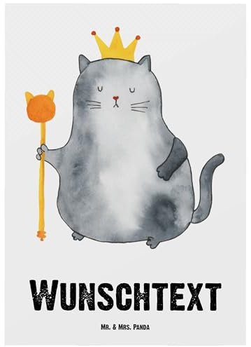 Mr. & Mrs. Panda Personalisierte Postkarte Katze König - Geschenke, Bedrucken, Ansichtskarte mit Wunschtext, Kater, Grußkarte, Cats, Namen, Wohnung, Herrscher, Geschenkkarte, Krone, Karte, Queen, Haha