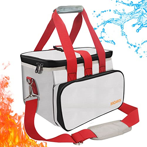 11.8x7.9x7.9 Portable Power Fireproof Safe Bag for mobile Power 100W-600W Outdoor Power Storage Transport and Charging, Home Office Travel Fireproof Safe Storage Pouch with handle Shoulder Strap