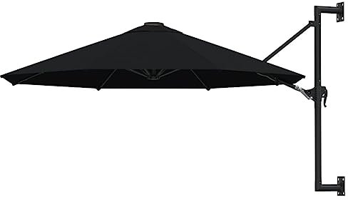 INLIFE 47300 Parasol mural avec mât en métal Noir 9,75 kg 300 cm