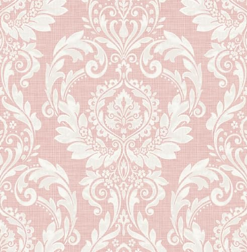 NextWall Cora Damask Peel and Stick Wallpaper (Light Pink)