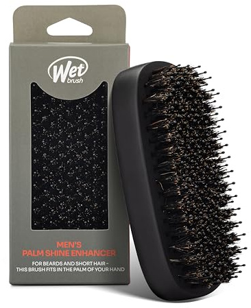 Wet Brush Shine Enhancer Hair Brush with IntelliFlex Bristles, Short Hair & Palm Beard Detangler for Men, Detangling Boar Bristles, Soft & Shiny Strands, For Easy Styling, Black