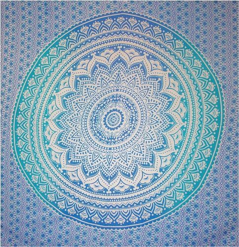 BRICOMIRAS Pareo de Playa Grande antiarena con diseños Mandala | Ideal como Manta, Pareo y Toalla Grande para la Playa o Piscina | Espaciosa y Repelente a la Arena (1x Azul Mandala)