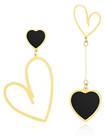 Linawe Boucles d'oreilles en forme de cœur, boucles d'oreilles suspendues, boucles d'oreilles en acier inoxydable pour femmes, boucles d'oreilles suspendues pour amoureux, or, argent, or rose