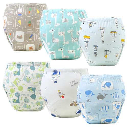 volumoon 6 Stück Baby Trainingshosen Töpfchen, Trainerhosen Kleinkinder, trainingsunterhose Kinder, Waschbare Trainingshose Jungen und Mädchen 2-6 Jahre, 100% Baumwolle Atmungsaktiv (110,13kg-20kg)