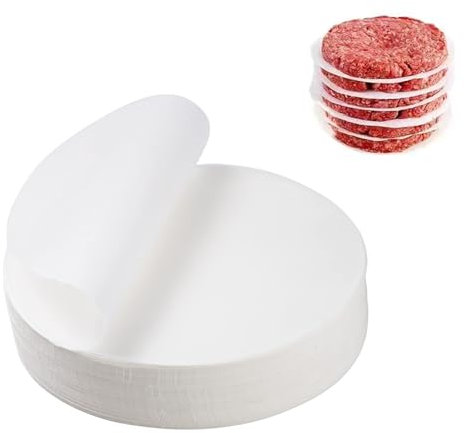 500 Pezzi Carta Oleata per Hamburger 10 cm Carta Antiaderente Fogli Separatori Rotondi Diametro, Carta da Forno per Hamburger Torta di Carne per Barbecue Fogli Carta Antiaderente