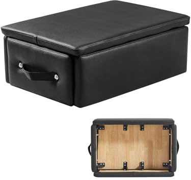 VEVOR Pilates Box for Reformer, 25x17x9 in Pilates Reformers Sitting Box for Exercises, Premium PU and Wood Pilates Equipment Accessory, Improve Strength, Balance, Range of Motion Home Gym, Black
