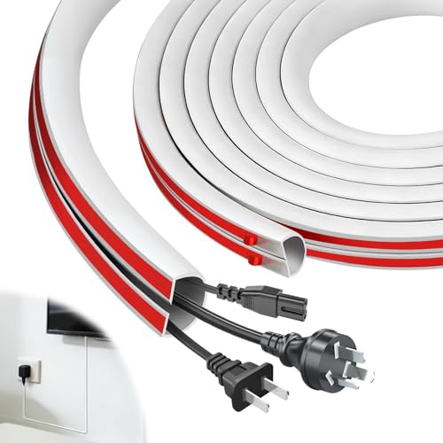 ddckj Canalina Passacavi Adesiva 2.5 Meter Canale Flessibile per Cavi Elettrici Semicircolare Canalina Passacavi Muro adesiva per TV Computer muro pavimento, Bianco