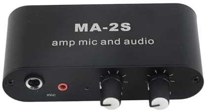 Fafeicy Liten Stereoljudförförstärkare, 3 Utgångsportar, Anti-interferens, Kompatibel med Elektret och Dynamiska Mikrofoner, Förstärker Musik och Mikrofoner, Hörlurslyssning, Bärbar