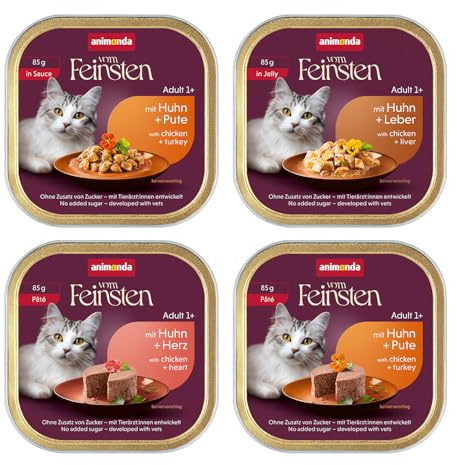 animonda av de finaste vuxna fjäderfäsorterna, mixpack (32 x 85 g), våtfoder för vuxna katter, kattmat utan spannmål och socker, med 100% färska, köttsliga ingredienser