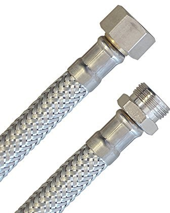 H2O-Flex® Panzerschlauch 3/8 Überwurfmutter x 3/8 Außengewinde, IG/AG Flexschlauch DN8 Verbindungsschlauch für Armatur Sanitär Schlauch mit Trinkwasserzulassung 1500mm