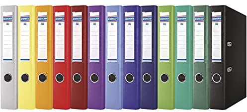 DONAU 3955001PL-06 Premium Ordner A4/50 mm Grün Kunststoffbezug PP/Papier Schlitzordner, Büroordner, Aktenordner Metall Kantenschutz Metallgefasstes Griffloch Hebelmechanik Einsteckrückenschild