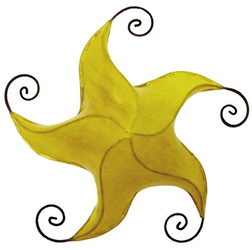 Pantalla de lámparas techo en cuero Marroqui, se pueden aplicar con o sin luz modelo Estrella Nejma 50 cm Color amarillo