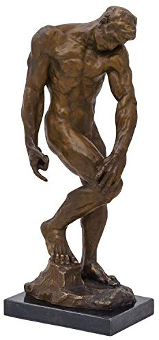 Scultura Adam Rodin copia in bronzo anticato figura statua 55cm replica