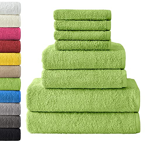 NatureMark 8tlg Handtuch, 100% Baumwolle, Apfel Grün, 8 TLG. FROTTIER Set, 8