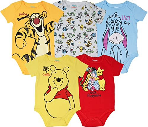 Disney Baby Unisex 5 Pack Bodysuits — Mickey Mouse, Lion King & Pixar