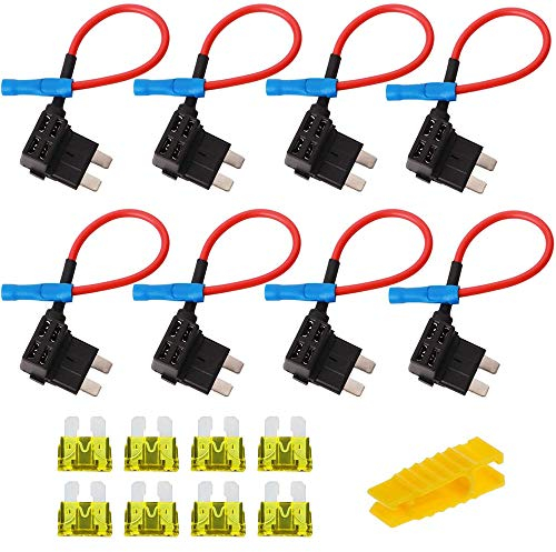 8 Stück 12V Autosicherungen Stromdieb, Bolatus Flachsicherungsadapter Mittel Größe KFZ Stecksicherung Verteiler Add-A-Schaltung Flachsicherungen Standard Sicherungshalter mit 20A Sicherung (Standard)