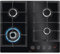AEG HKB64450NB FlameLight Gas Hob, 4 Burners, 59cm, Gas-on-Glass Cooktop, Hob2Hood, StepPower Controls, LED Indicators, Cast Iron Pan Support, 4 Cooking Zones, Black