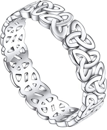 FOCALOOK Anello donna in argento sterling 925, anello nodo celtico triquetra, 5mm, anello argento 925 donna taglia da 12 regalo