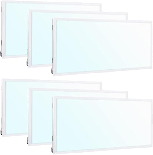 hykolity 2x4 FT LED Flat Panel Troffer Light, DLC Listed, 0-10V Dimmable, 40W/50W/60W & CCT 4000K/5000K/6500K Selectable, Drop Ceiling Recessed Fixture for Office/Commercial, 115LM/W, 6 Pack