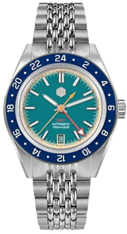 San Martin herr mekanisk dykarklocka NH34 rörelse GMT SN0116 safir spegel full lysande 10ATM vattentät armbandsur 39,5 mm rostfritt stål, blå, blå, blå