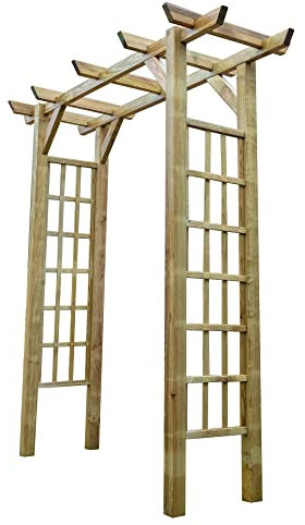 WALTONS Flat Top Arch | Pressure Treated | Wooden Garden Arch | Trellis Sides | 15 Year Anti Rot Guarantee | Garden Walkway