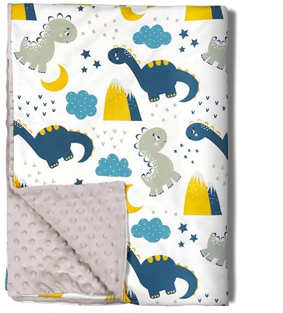 Manta para bebé, 70x100cm Mantas de recepción de Felpa, Infantil Manta de Peluche con Respaldo de Puntos, Manta de Cuna Cochecito en Velvet, Invierno Manta de doble capa para Recién Nacido (A)