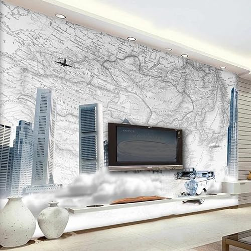 XINRUYI 3D tapet tapet väggmålning tapet retro svartvitt stad vardagsrum sovrum TV bakgrund väggdekaler
