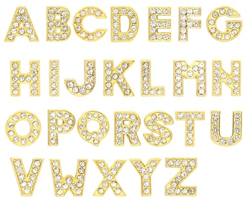 PATIKIL 1 set bokstavsberlock, A-Z strass bokstäver berlock kristall alfabet glidarmband hänge för smyckestillverkning läder halsband, 8mm, Strass, Strass bokstäver berlock