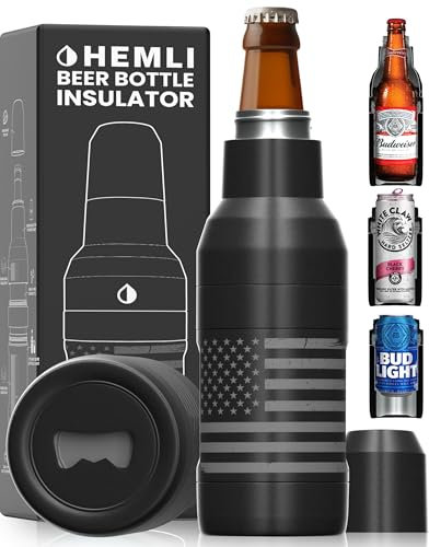 Beer Bottle Cooler & Can Insulator Sleeve – 12-Hour Cold Retention, Lock-In Fit, Scratch-Resistant Powder Coat, Fits Beer Bottles, Cans & Slim Cans, Beer Gift Accessories for Men