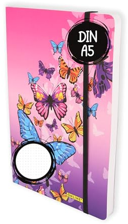 Online Bullet Journal Butterfly à pois avec bande élastique, papier FSC 120 g/m², 144 pages intérieures, carnet de notes à pois avec couverture souple, journal intime pour notes, croquis, lettrage