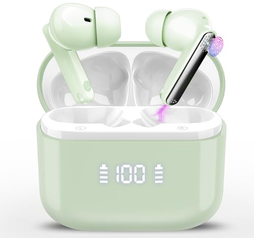 AI Ecouteur Traducteur Instantané, 164 Langues Traduction Vocale Instantanée Écouteurs avec 5 Modes de Traduction, 48H Buletooth 5.4 Oreillette Traduction Instantanée pour Voyage/Affaires/Études,Vert