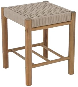 BAÏTA Tabouret intérieur et extérieur AVI en Bois d'acacia et Corde Beige