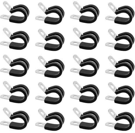 20 PzFascette Stringitubo con Inserto in Gomma, 16mm Morsetto a P per Tubo Flessibile, Fascette Fermacavi, Fascette Fermacavo a Vite in Acciaio Inox per Cavi in Gomma(16 mm)