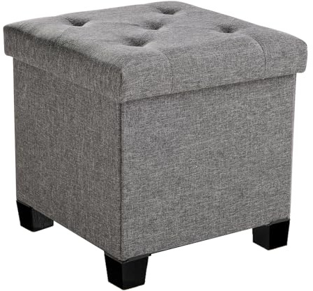 Sweetcrispy Sitzhocker mit Stauraum, Dunkelgrau, 38x38x38 cm