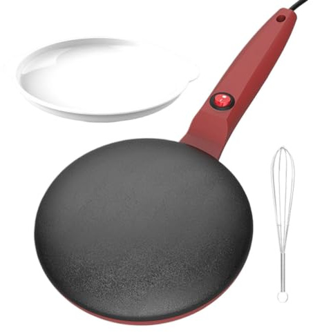 Crepera Eléctrica – Panquequera Manual 7.8 Pulgadas, Control Temperatura Automático | Máquina Antiadherente Instantánea Para Cocina Hogar Desayunos Dulces Salados Fácil Preparación