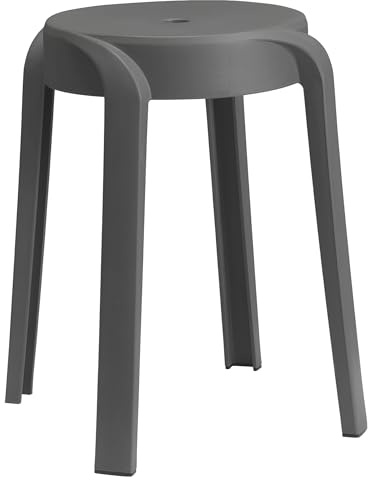 Spetebo Kunststoff Sitzhocker 46x30 cm belastbar bis 120 kg - grau - Mehrzweck Stapelhocker rutschfest rund - Tritthocker Küchenhocker Stapelstuhl Stuhl ohne Lehne Hocker für Bad Wohnzimmer Küche