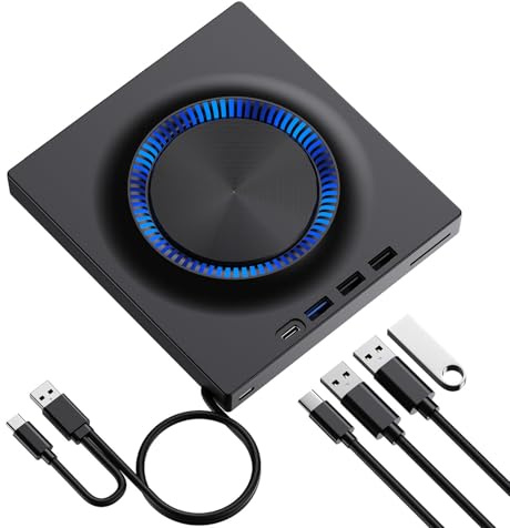Garsent Bärbar Blu Ray-Enhet, Extern Dvd-cd-brännare med USB 3.0 Typ C, 7 i 1 Kortläsare för SD TF, Slimmad Optisk Enhet för Bärbar Stationär Dator