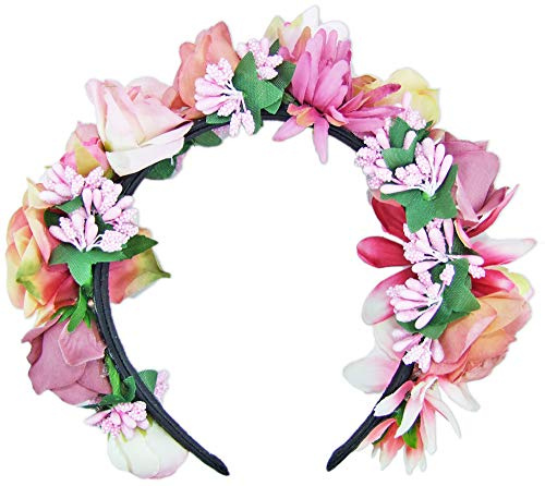 Trachtenland Diadema de Flores Blumenwiese - Accesorios mágicos para el Cabello Anillo para el Cabello para Festivales de Bodas de Dirndl (Rosa)