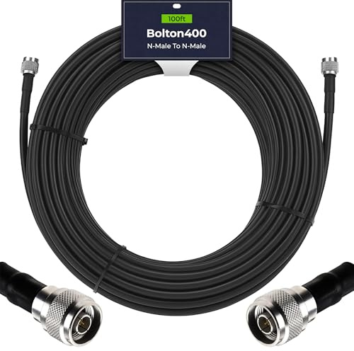 Bolton400 -LMR®400 Equivalent Coaxial Cable 100ft - Heavy Duty Ultra Low Loss Coax Cable 50ohm - N Male to N Male - 100 feet Black - for Home and Commercial Signal Booster Installation