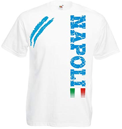Vestipassioni T-Shirt Neapel Fußballfans Ultras Fußball Sport von S bis 3XL und 4 Farben erhältlich, Weiß, 56