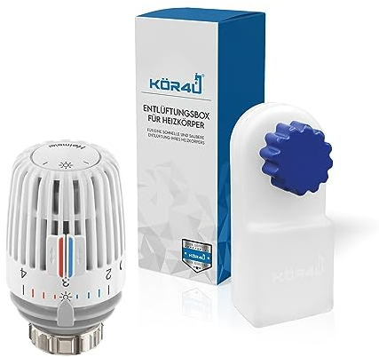 1x IMI Heimeier Thermostat-Kopf 6000-00.500, inklusive 1x kör4u Heizkörperentlüftungsbox