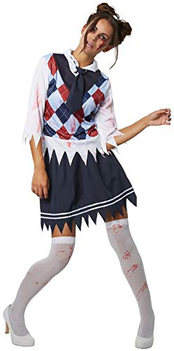 dressforfun 900433 - Damdräkt skrämmande skolflicka, kostym i läskigt utseende med blodfläckar (XXL | nr 302229)