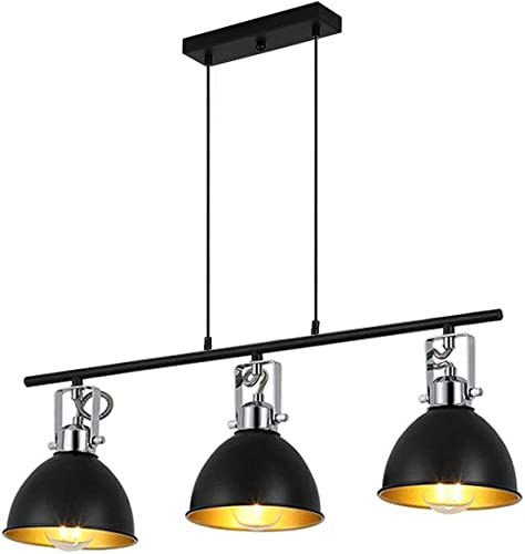 H.W.S Vintage Pendelleuchte Schwarz Retro Hängeleuchte Industrial Leuchtmittel E27 Pendellampe Höhenverstellbar Hängelampe Wohnzimmer Kronleuchter Lüster für Esszimmer Restaurant Café (3 flamming)