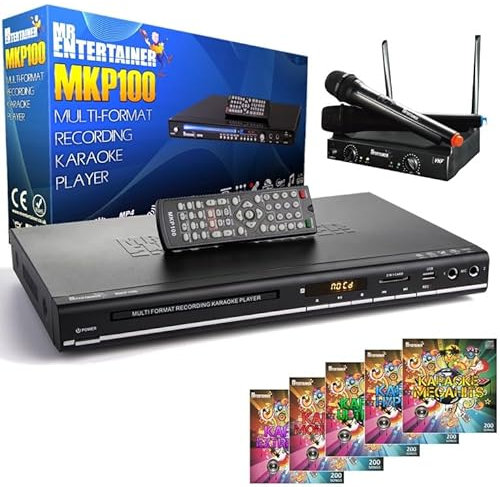Mr Entertainer MKP100 CDG DVD MP3G Karaoke Machine Player. HDMI/Record/Rip/USB (Wireless Microphones + 1000 Songs)