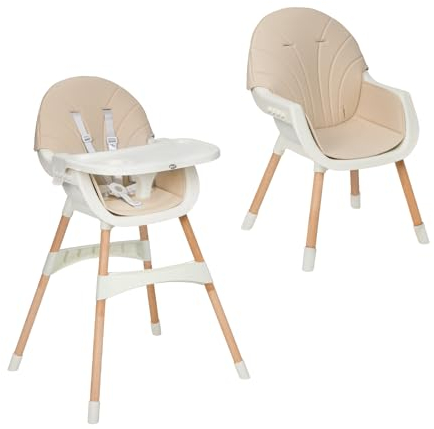 MS BabyWorld – MIKA – Trona para Bebé 3 en 1 | Convertible en Alzador y Silla | Asiento Acolchado | Plegable y Evolutiva